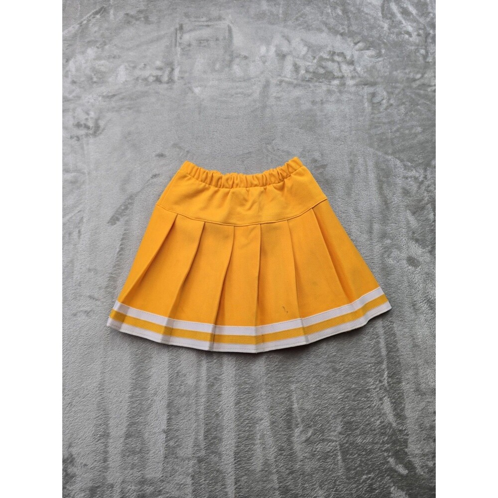 Vintage Teamwork Athletic Cheerleader Skirt Yellow Gold Pleated Stripes Sz...